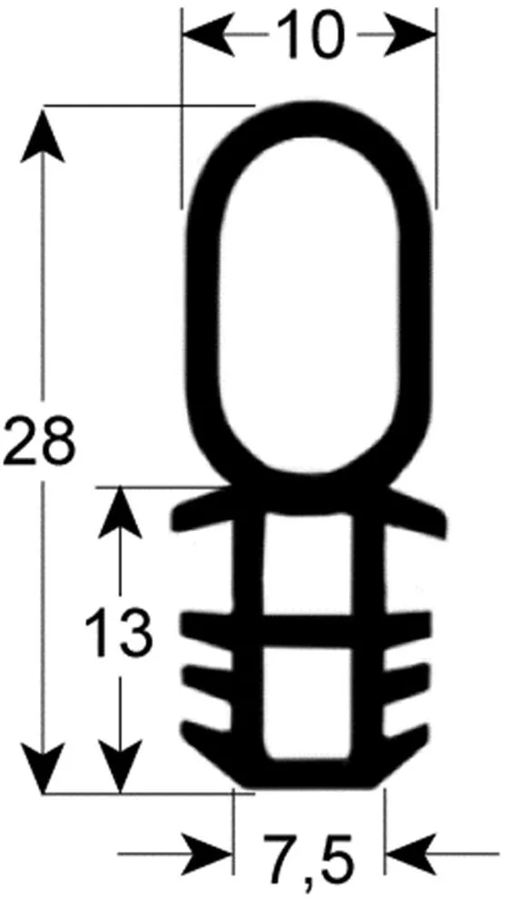 Blanco Türdichtung Breite 373mm Länge 922mm Steckmaß Außenkante
