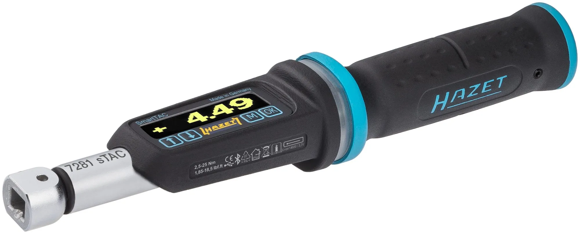 HAZET elektronischer Drehmomentschlüssel SmartTAC SYS7000 sTAC 1-1000 Nm 1/4 Zoll 7281-2STAC