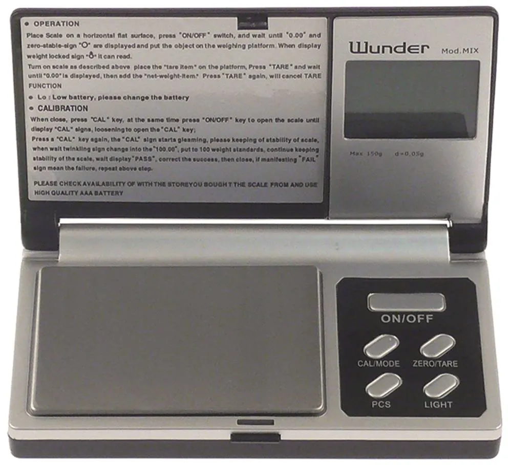 Digitalwaage 0,1 - 150g Abmaße 128x78x18mm Auflösung 0,1g