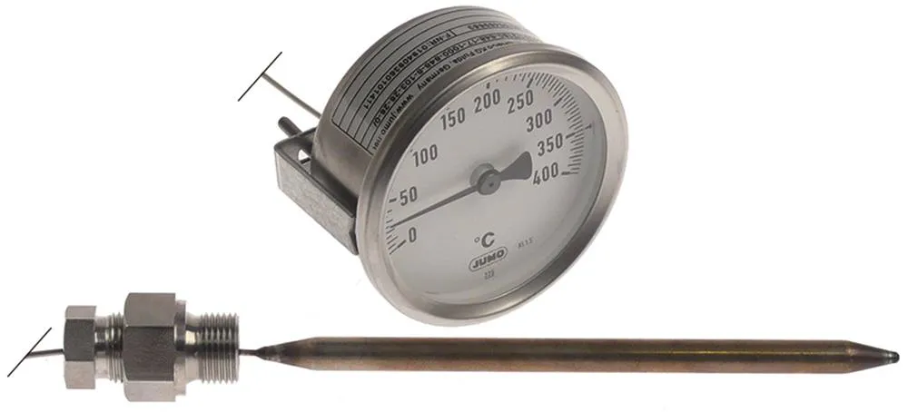 Ambassade Thermometer Einbau 60mm Fühler 8x150mm max. Temperatur 400°C