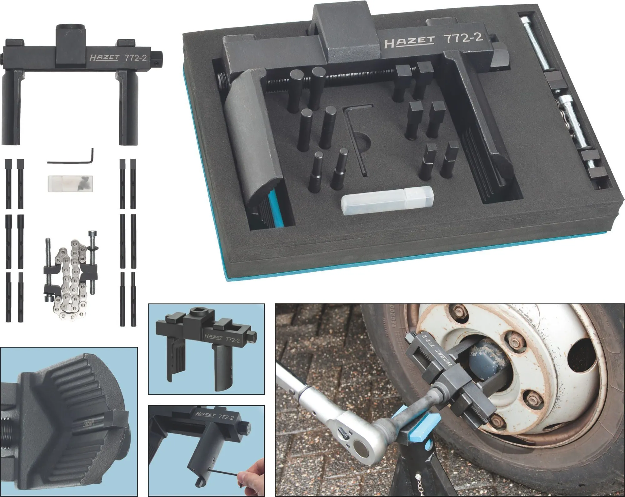 HAZET Universal Achs und Nutmuttern-Schlüsseleinheit-Werkzeug-Satz 20mm 3/4 Zoll 16-teilig 772-2/16