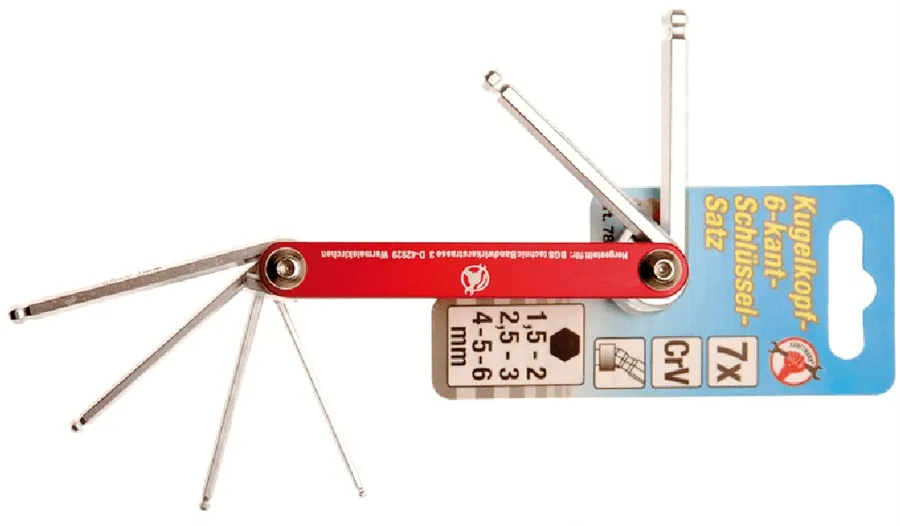 BGS DIY Klappschlüssel | Innensechskant mit Kugelkopf 1,5 - 6 mm | 7-tlg. – 7847