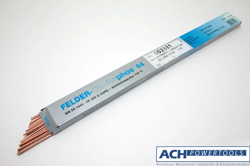 ACH Kupferhartlot B-Cu92PAg(L-Ag2P) Cu-Rophos 2 2x2mm 500 mm lang 4-kant 802882