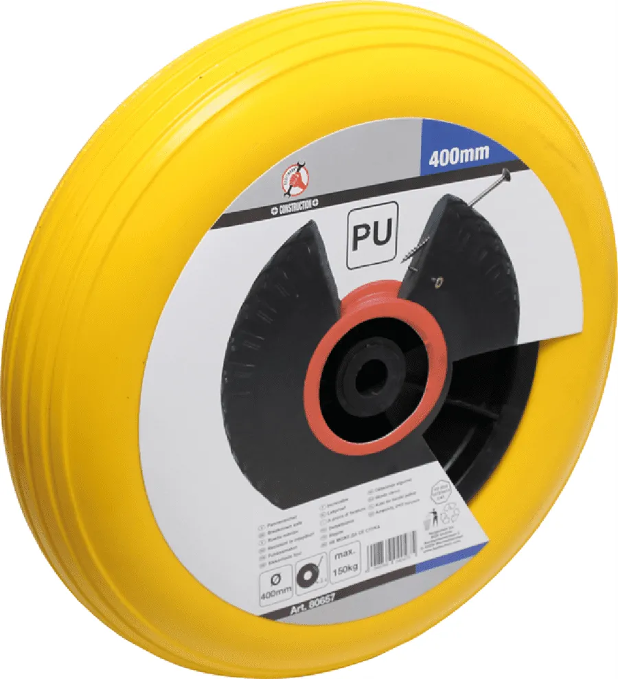 BGS DIY Schubkarrenrad | PU, gelb/schwarz | 400 mm – 80657