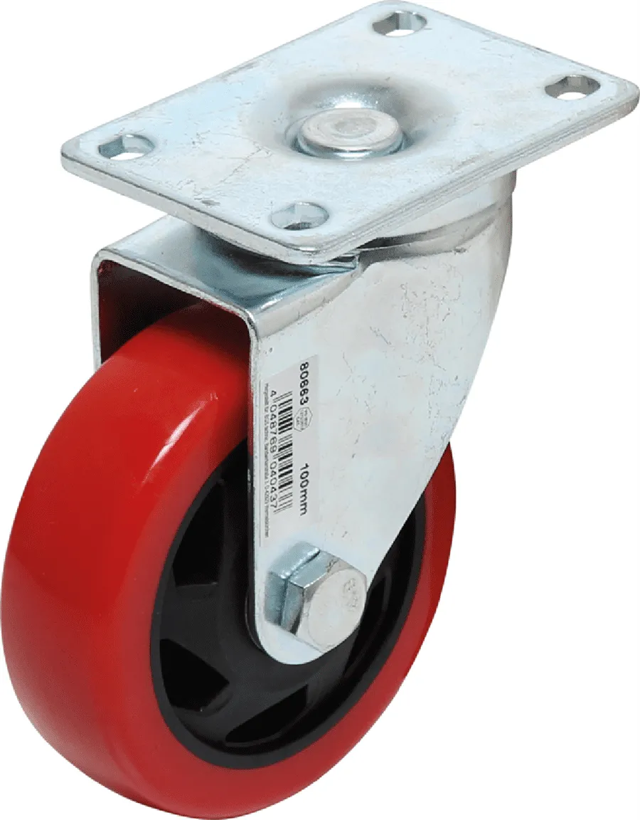 BGS DIY Lenkrolle | rot/schwarz | Ø 100 mm – 80663