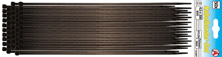 BGS DIY Kabelbinder-Sortiment | schwarz | 4,5 x 350 mm | 50-tlg. – 80877