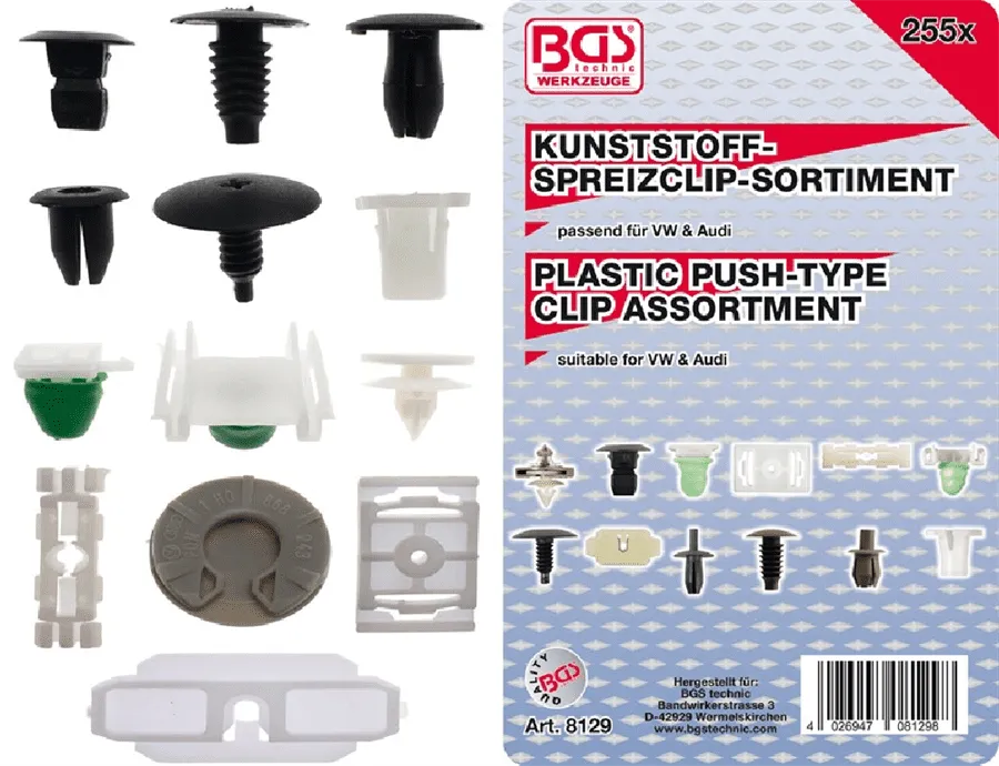BGS Verkleidungs-Clip-Sortiment für VW Fahrzeuge | 255-tlg. – 8129