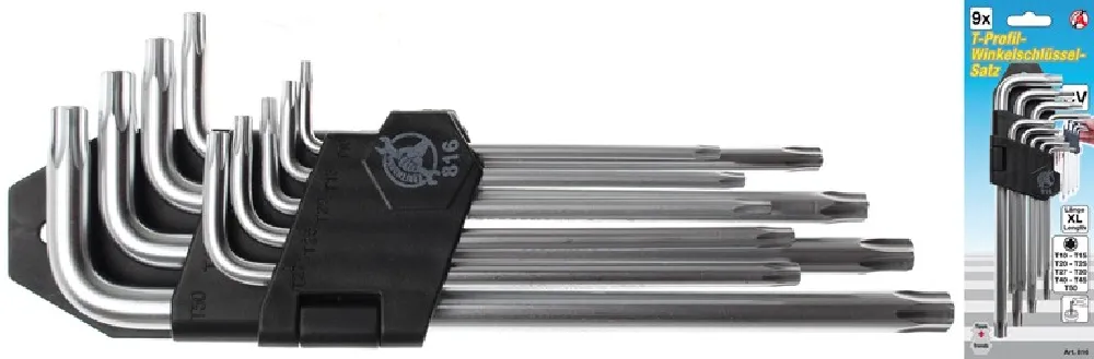 BGS DIY Winkelschlüssel-Satz | lang | T-Profil (für Torx) T10 - T50 | 9-tlg. – 816