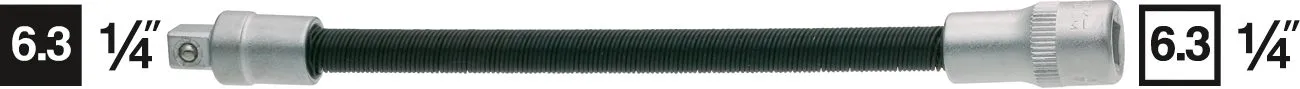 HAZET Verlängerung flexibel 6,3mm 1/4 Zoll Vierkant massiv 6,3mm 1/4 Zoll 870