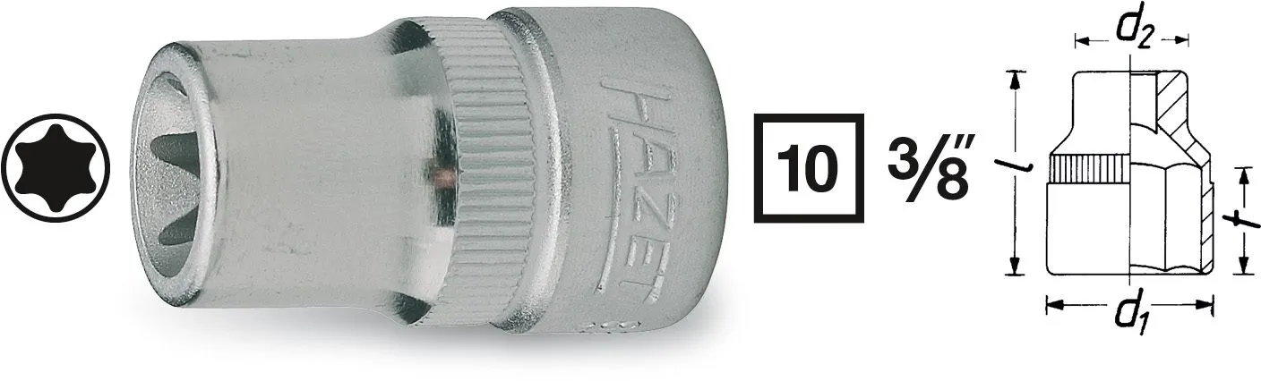 HAZET Steckschlüssel-Einsatz TORX® 10mm 3/8 Zoll Außen TORX® 880-E12