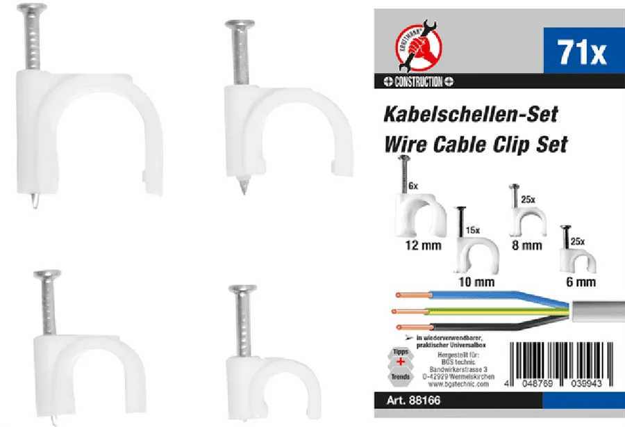 BGS DIY Kabelschellen-Sortiment | 71-tlg. – 88166