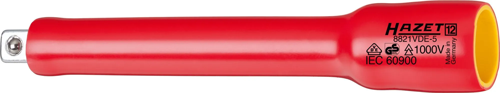 HAZET Verlängerung VDE 10mm 3/8 Zoll Vierkant massiv 10mm 3/8 Zoll 8821VDE-3