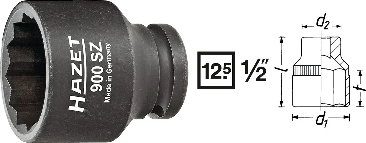 HAZET Kraft Einsatz 12,5mm 1/2 Zoll -Tractionsprofil 13 900SZ-13