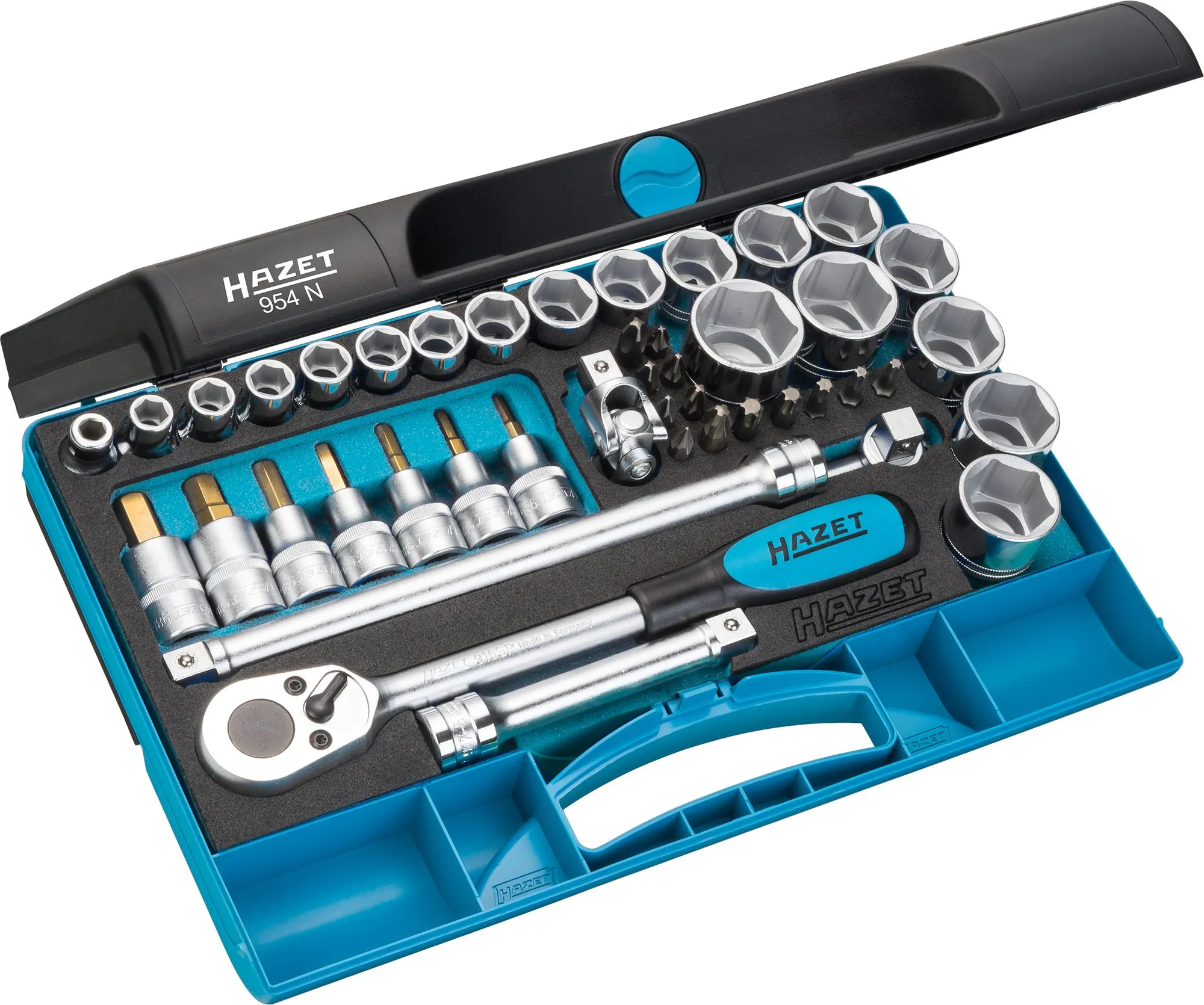 HAZET Steckschlüsselsatz 12,5mm 1/2 Zoll Pozidriv Kreuzschlitz TORX 44-teilig 954N