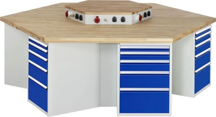 Rau Gruppenwerkbank 4000 - Modell 499 Buche-Massiv Breite 2700 mm