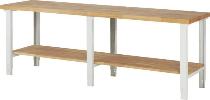 Rau Werkbank Serie 7000 Modell 7000-7 RAL7035 B2500 mm H790-1140 mm