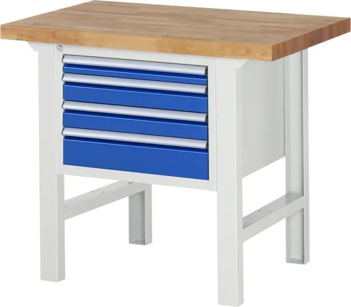 Rau Werkbank RAL7035/RAL5010 Serie 7000 Modell 7132 Breite 1000 mm