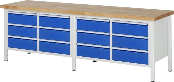 RAU Werkbank 8000 Modell 8473 Breite 2500 mm Systemunterbau