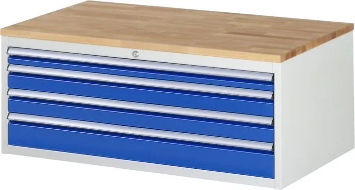 Rau Schubladenschrank Serie 7000 inklusive Buche Arbeitsplatte 4 Schubladen