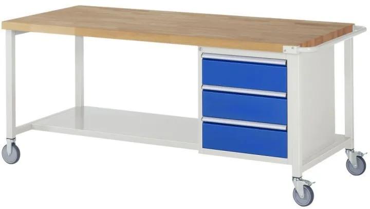 Rau Fahrbare Werkbank 8000 Modell 8157 Buche Massiv Stärke 40 mm