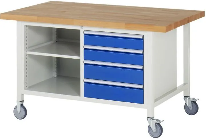 Rau Fahrbare Werkbank 8000 Buche-Massiv Modell 8463 Breite 1500 mm