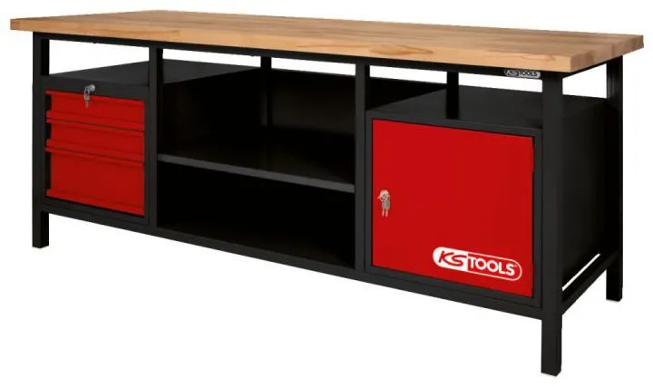 KS TOOLS XXL Werkbank mit 3 Schubladen und 1 Tür
