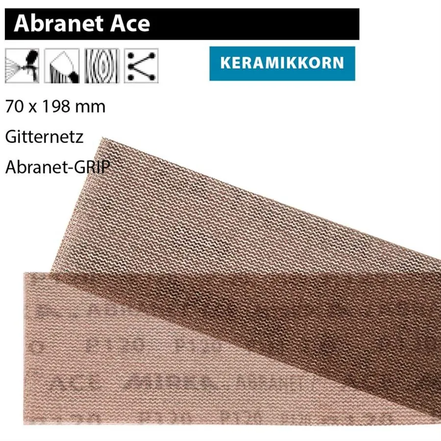 MIRKA 1x 1 ABRANET ACE 70x198mm Gitternetz Klett Schleifstreifen P80 - P800