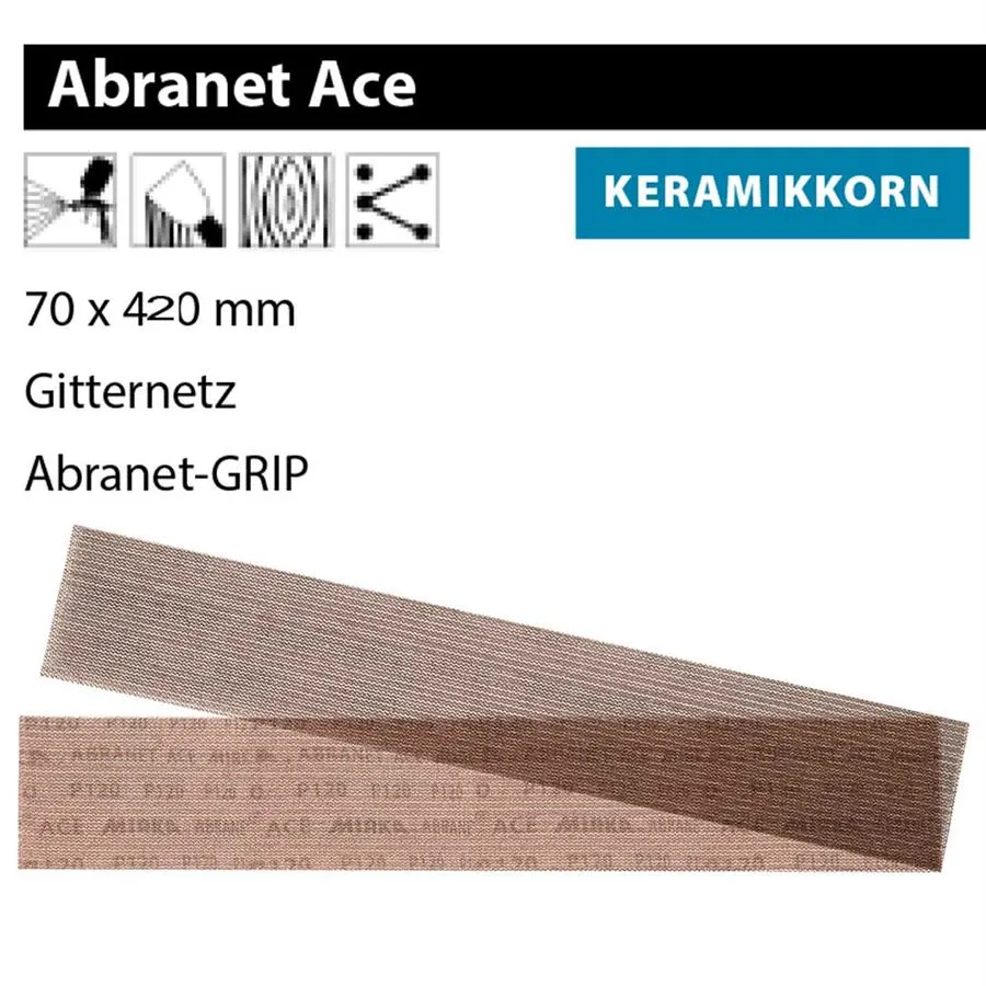 MIRKA 1x 1 ABRANET ACE 70x420mm Gitternetz Klett Schleifstreifen P80 - P400