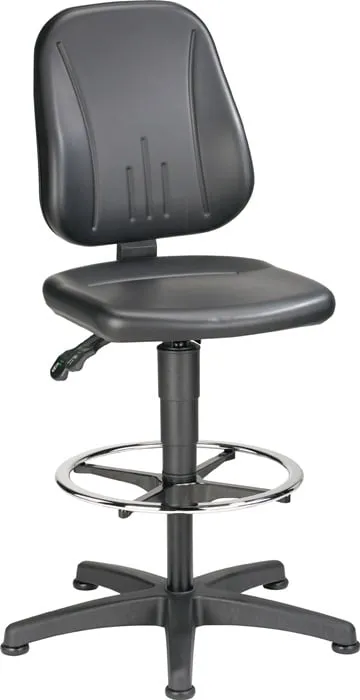 Arbeitsdrehstuhl Unitec Bodengleiter+Fußring Kunstlederpolster schwarz