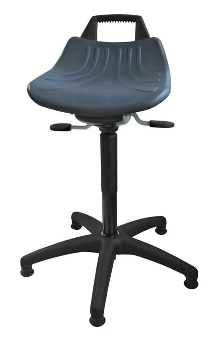 Drehhocker m.Bodengleitern PU-Schaum blau Sitz-H.490-680mm
