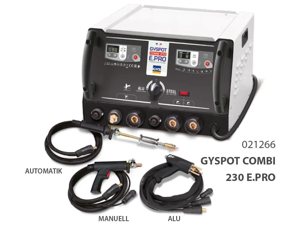 GYS GYSPOT COMBI 230 E PRO E.PRO Spotter 2x Pistole Stahl + 1x Alu 021266 + Zubehör