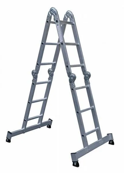 Günzburger Aluminium Vielzweckleiter mit Nivello Traverse 4 x 4 Sprossen