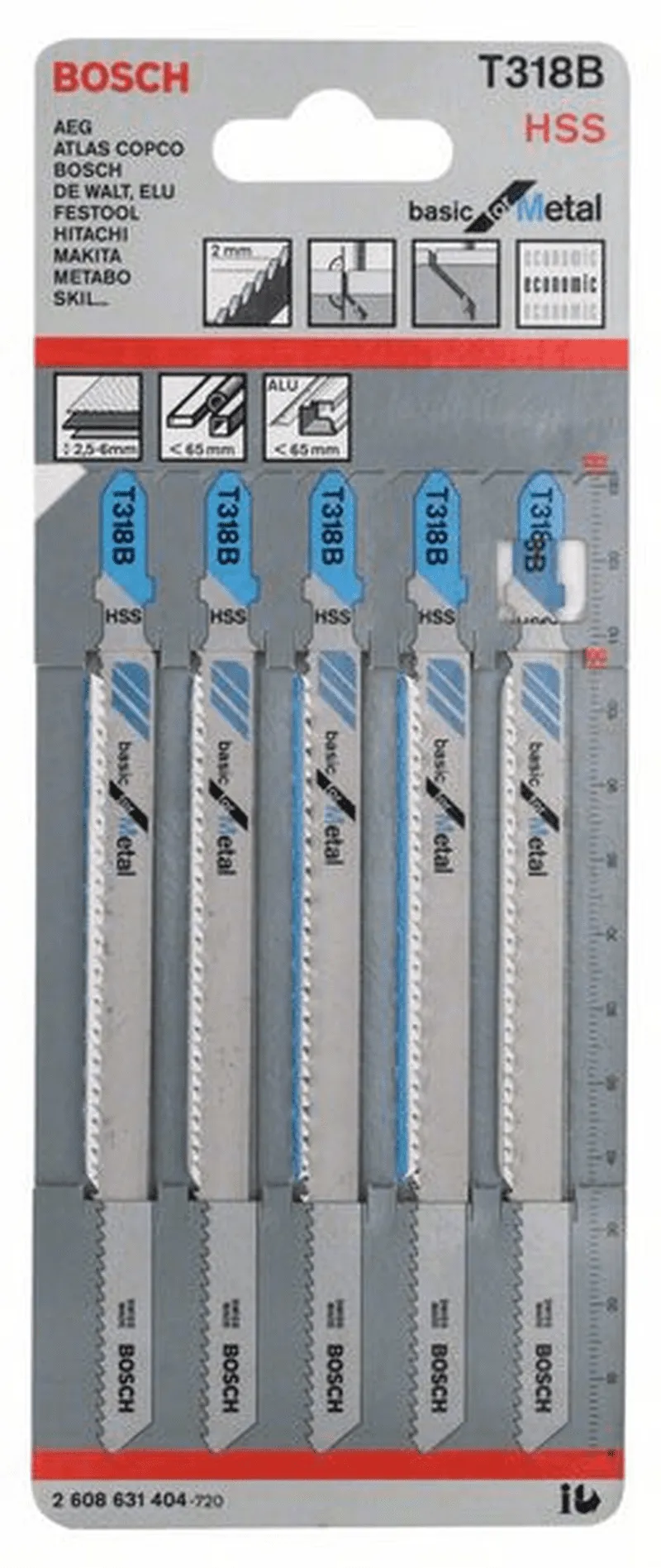BOSCH Stichsägeblatt T 318 B Basic for Metal 5er-Pack 2608631404