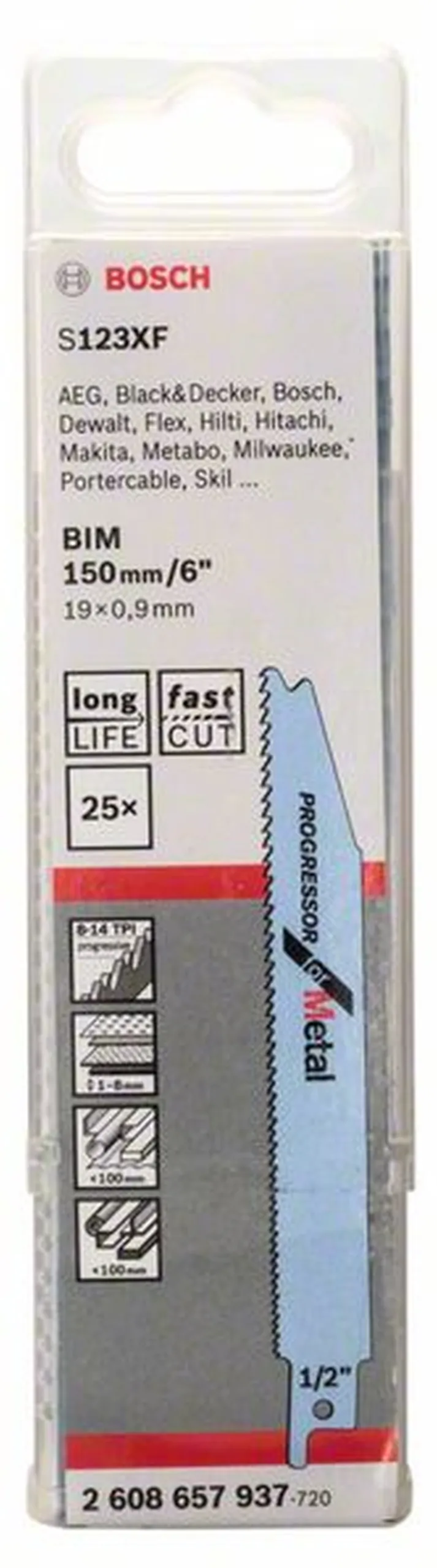 BOSCH Säbelsägeblatt S 123 XF Progressor for Metal einzeln 2608657937