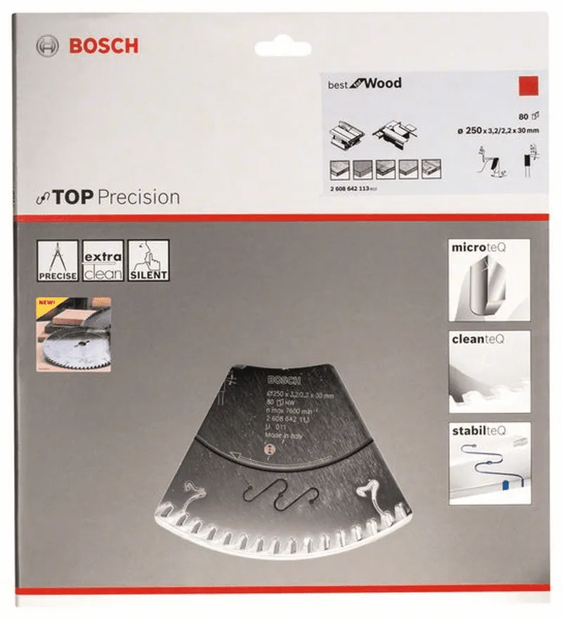 BOSCH Kreissägeblatt Top Precision Best for Wood 250 x 30 x 3,2 mm 80 2608642113