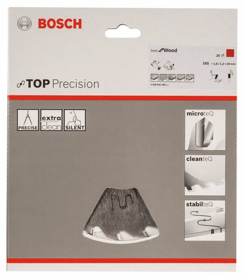 BOSCH Kreissägeblatt Top Precision Best for Wood 165 x 20 x 1,8 mm 20 2608642385