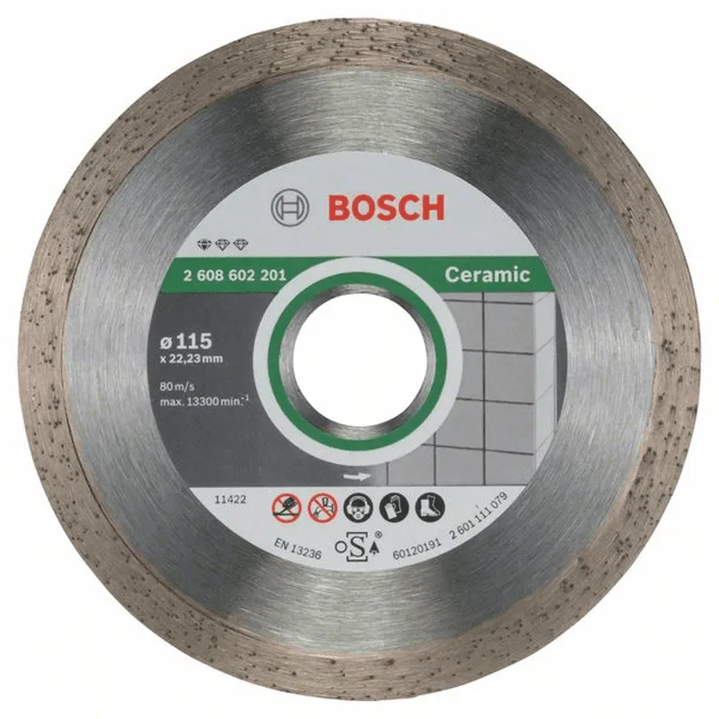 BOSCH Diamanttrennscheibe Standard for Ceramic 115 x 22,23 x 1,6 x 7 mm 1er-Pack 2608602201