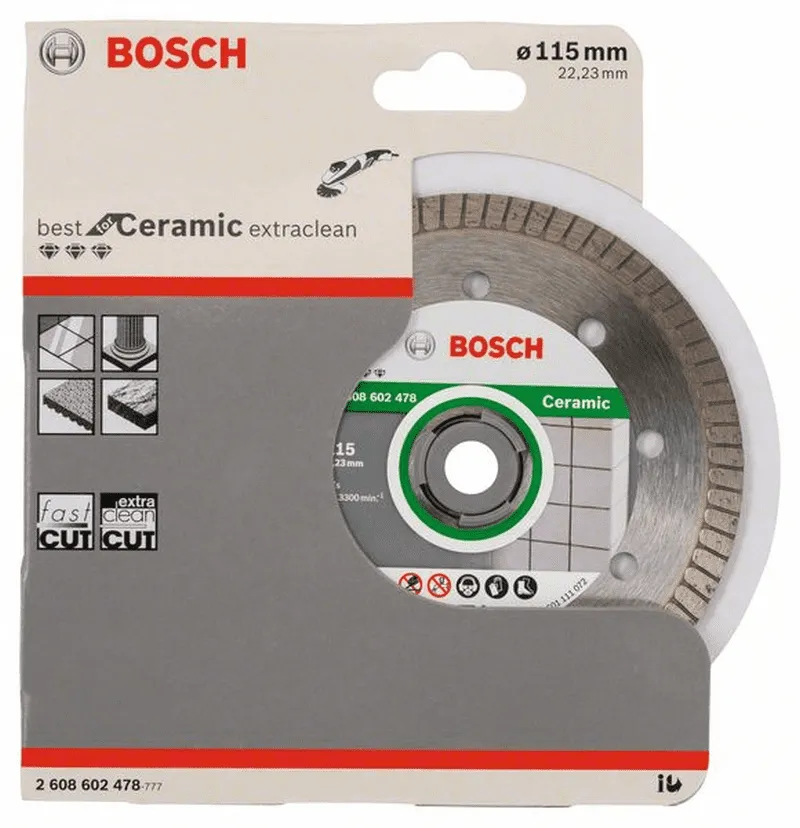 BOSCH Diamanttrennscheibe Best for Ceramic Extra-Clean Turbo 115 x 22,23 x 1,4 x 7 mm 2608602478