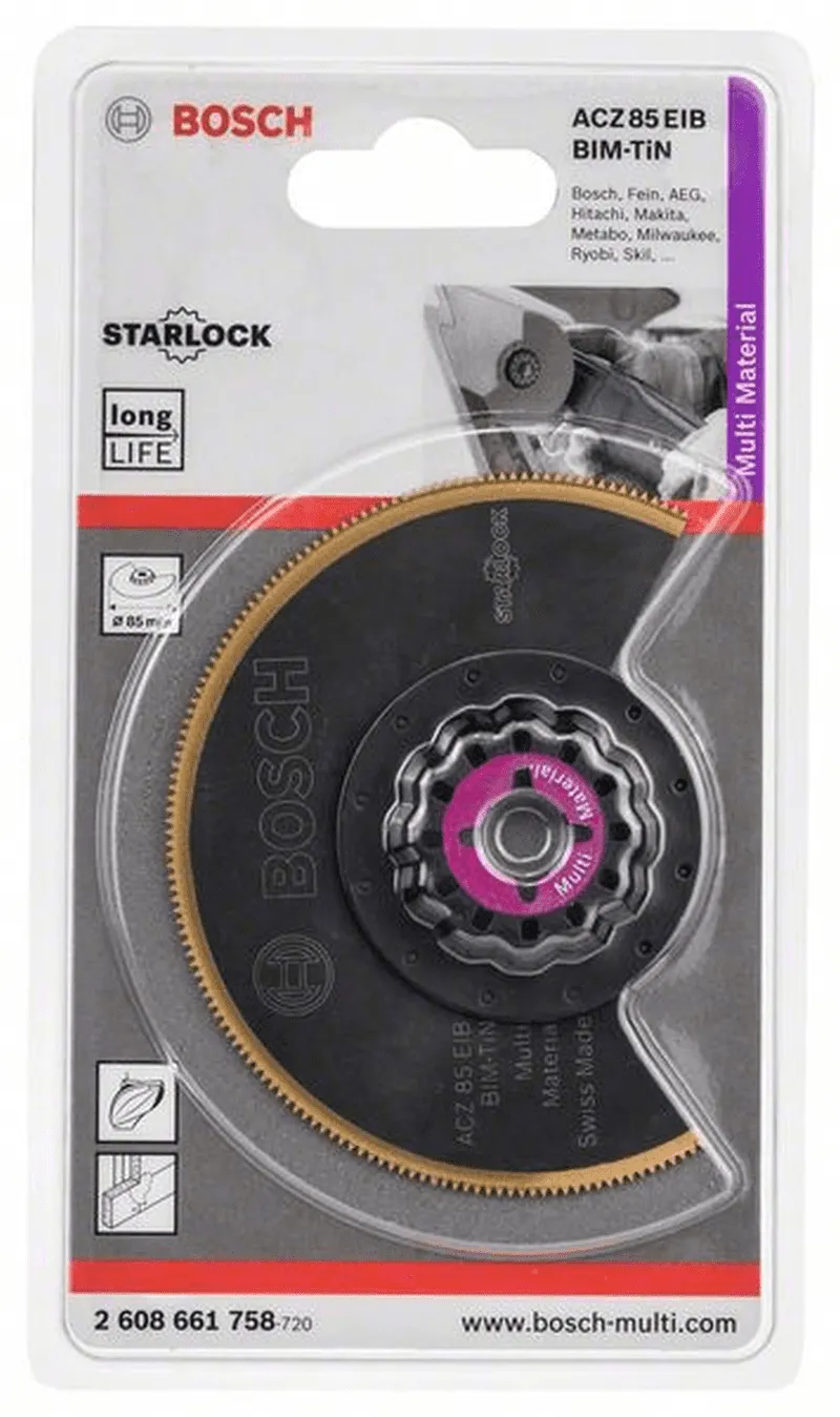 BOSCH BIM-TiN Segmentsägeblatt ACZ 85 EIB Multi Material 85 mm 1er-Pack 2608661758