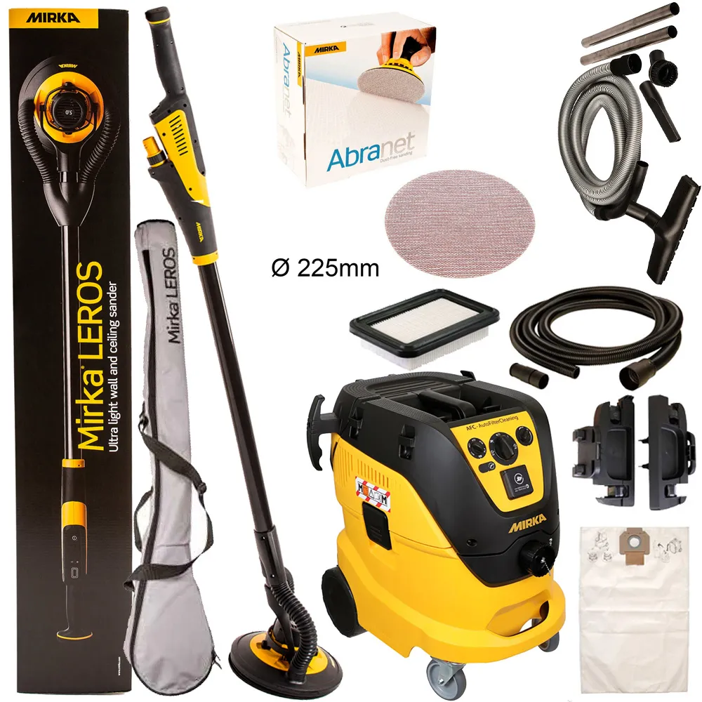 MIRKA LEROS Wand und Deckenschleifer + Sauger 1242 M AFC KIT1905CDMDE + viel Zubehör