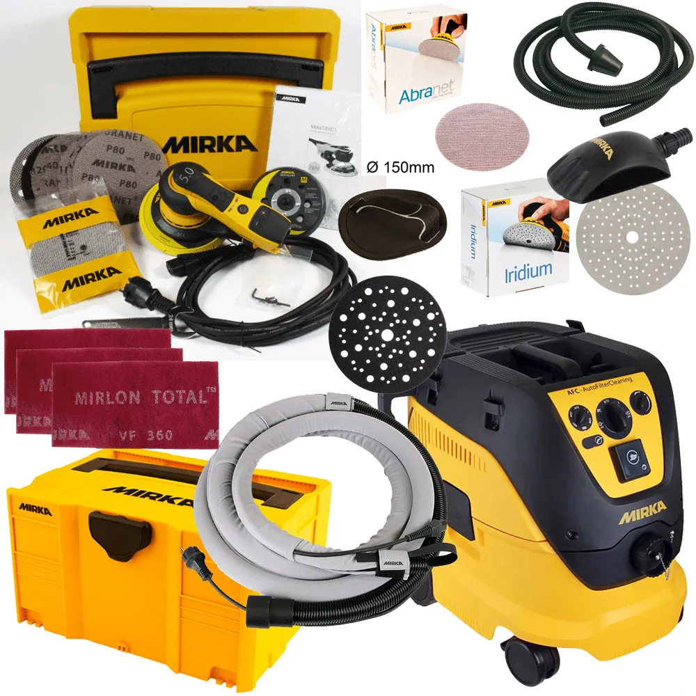 MIRKA DEROS 125 150mm 5mm + Sauger 1230 M AFC + Zubehör KIT2003WOMDE