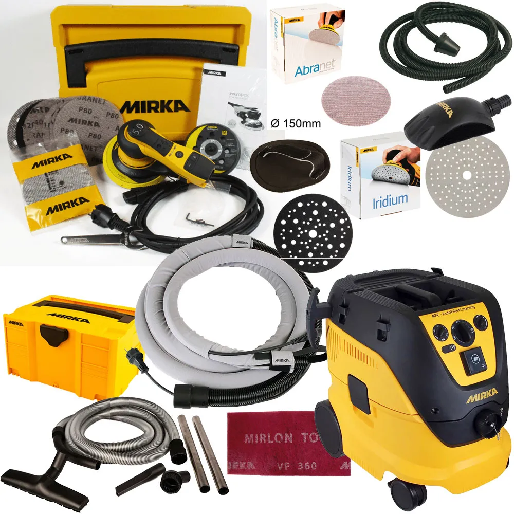 MIRKA DEROS 125 150mm 5mm + Sauger 1230 M AFC + Zubehör KIT2004WOMDE