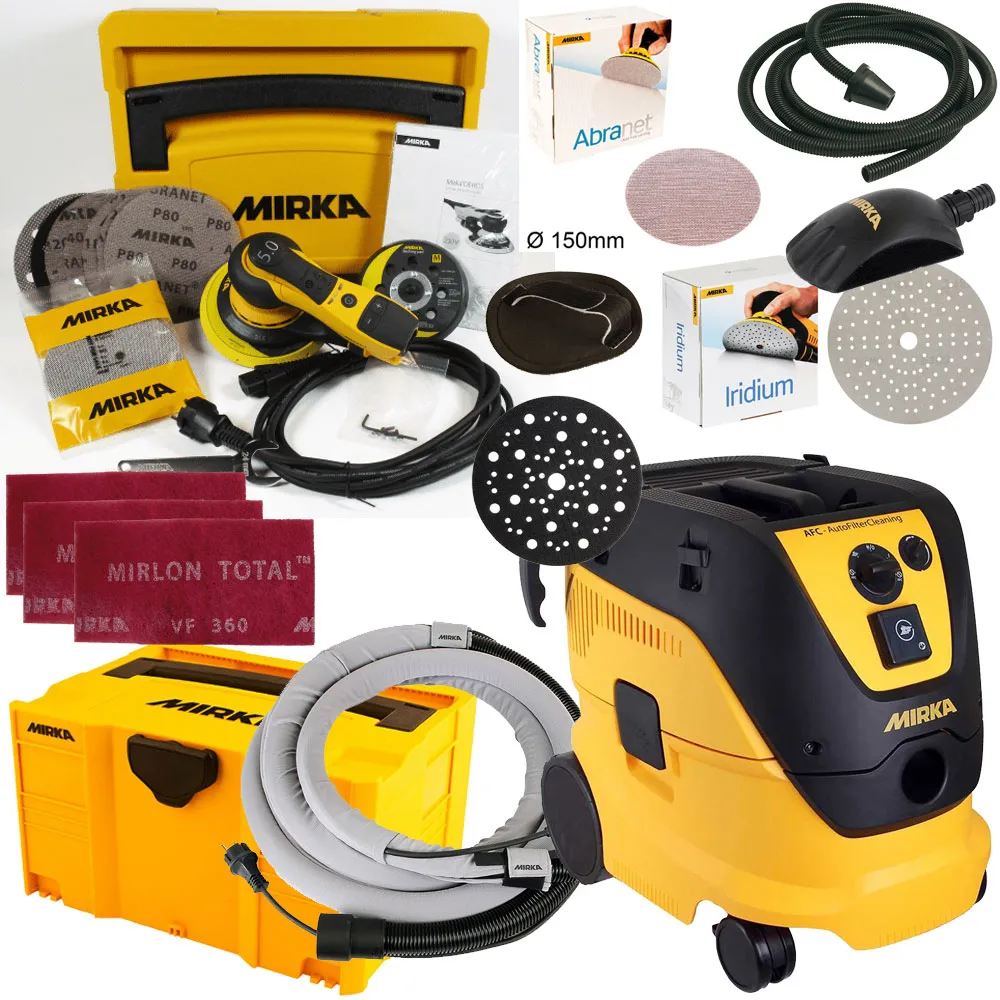 MIRKA DEROS 125 150mm 5mm + Sauger 1230 L AFC + Zubehör KIT2008WOMDE