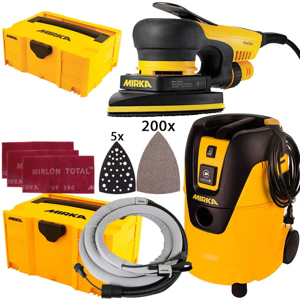 MIRKA DEOS 663CV Delta Schleifer + Sauger 1025 L PC + Zubehör KIT2023WOMDE