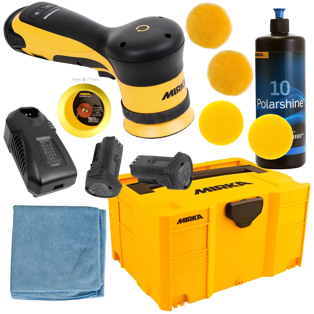 MIRKA Akku Polierer ARP B 300 NV 77mm 10.8V 2.5Ah Set KIT2046WOMDE