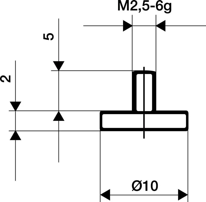 Messeins.D.10mm plan M2,5 STA z.Messuhren KÄFER