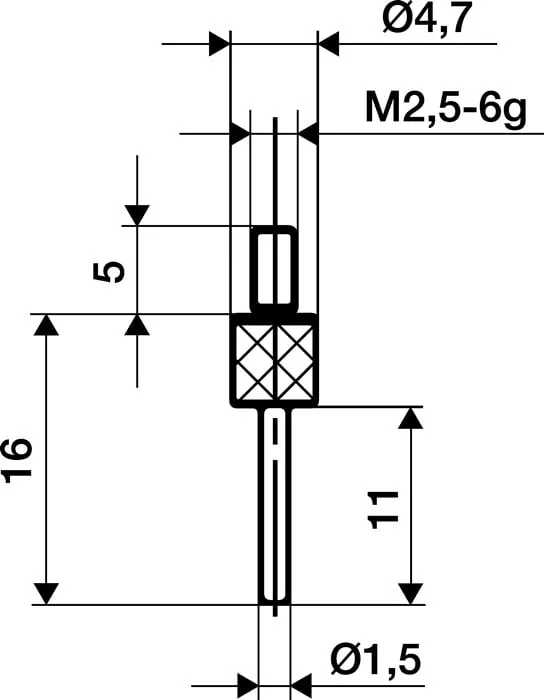 Messeins.D.1,5mm L.11mm Stift M2,5 HM z.Messuhren KÄFER