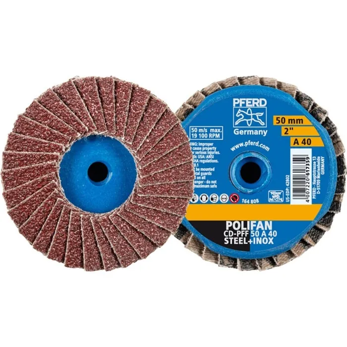 Fächerschleifscheibe COMBIDISC-Mini-POLIFAN D.50mm K.40 19100min-¹ PFERD VE: 10St.