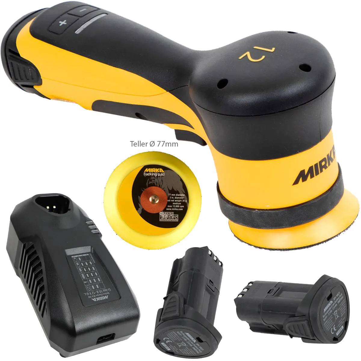 MIRKA Akku Exzenter Polierer AROP B 312 NV 77mm 12mm Hub 10.8V 2.5Ah Poliermaschine