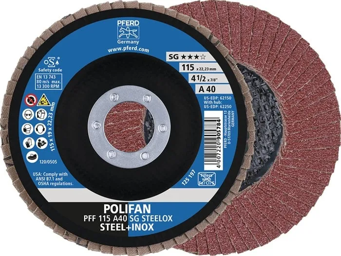 Fächerscheibe POLIFAN A SG STEELOX D.125mm K.80 kon.INOX NK PFERD VE: 10St.